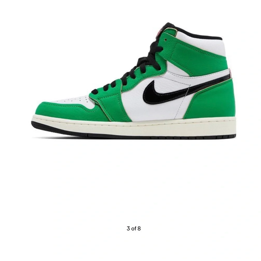 Nike High-Top Sneakers in Green, White, and Black - Picture 2 of 9